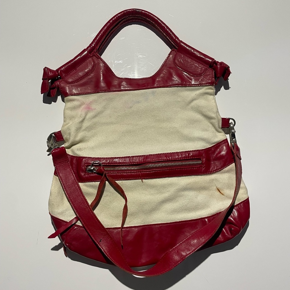 Foley + Corinna red and cream hand bag